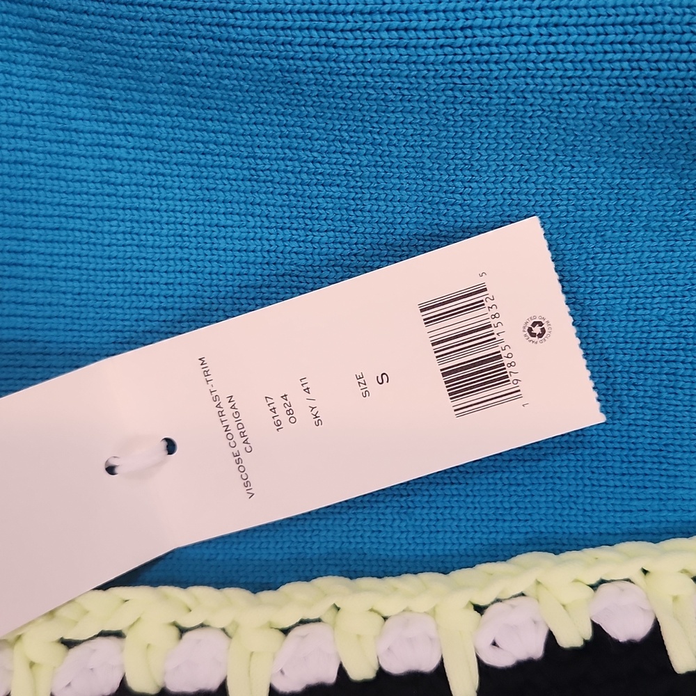 Tory Burch | Tech Knit Viscose Contrast~Trim Cardigan Sz S - Picture 7 of 7
